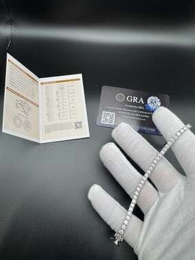 925 Sterling Silver Moissanite Tennis Bracelet 3mm 6.5" D VVS1 GRA Women's
